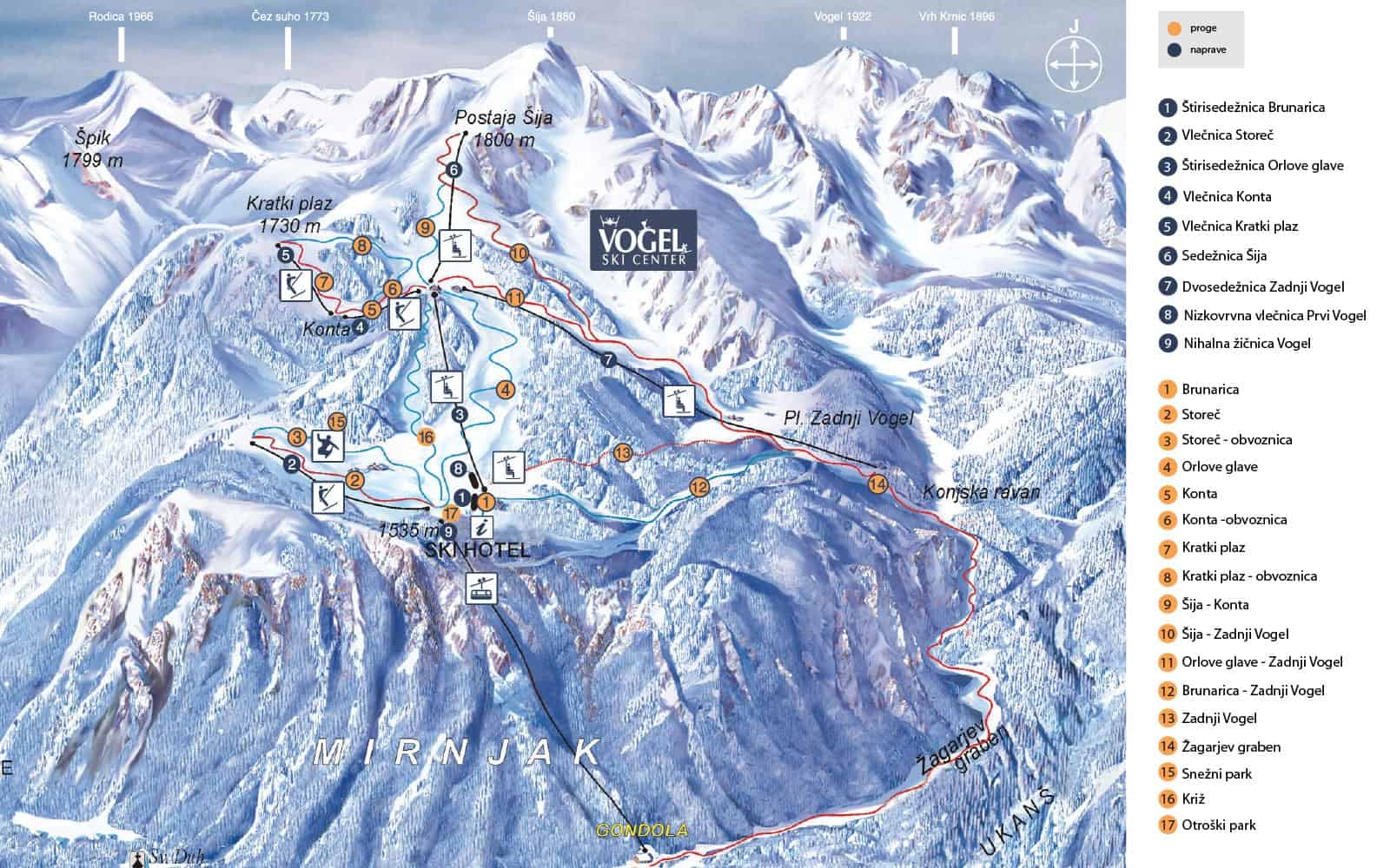 Slovenia Vogel Piste map